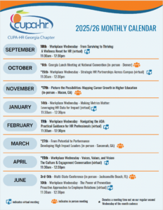List of Calendar of events for the 25/26 year. 